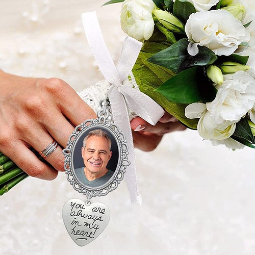 Buttonhole Triple Picture Memory Charm Wedding Groom Photo Pin Bride Bouquet Acc - Picture 12 of 22