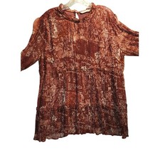 Soft Surroundings Floral Print Tunic Top Ruffle Neck Long Sleeve Medium