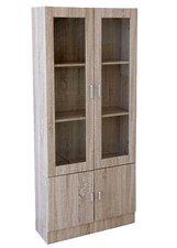 MOBILE VETRINA MODERNA MARRONE + ANTE ROVERE SBIANCATO CASA STUDIO h170*72*26 cm