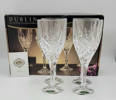 Vintage Shannon Crystal by Godinger Dublin Set of 4 Crystal Goblets