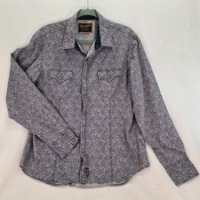 Wrangler Retro Unisex Large Western Snap Cowboy Shirt Long Sleeve Blue Paisley