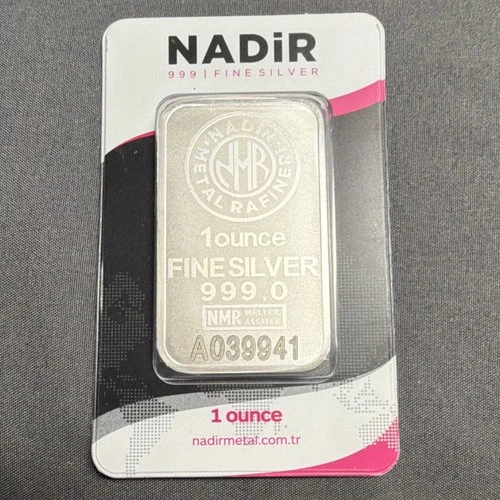 Nadir 1 Ounce 999.0 Fine Silver Minted Bar Precious Metal Content Silver Bar
