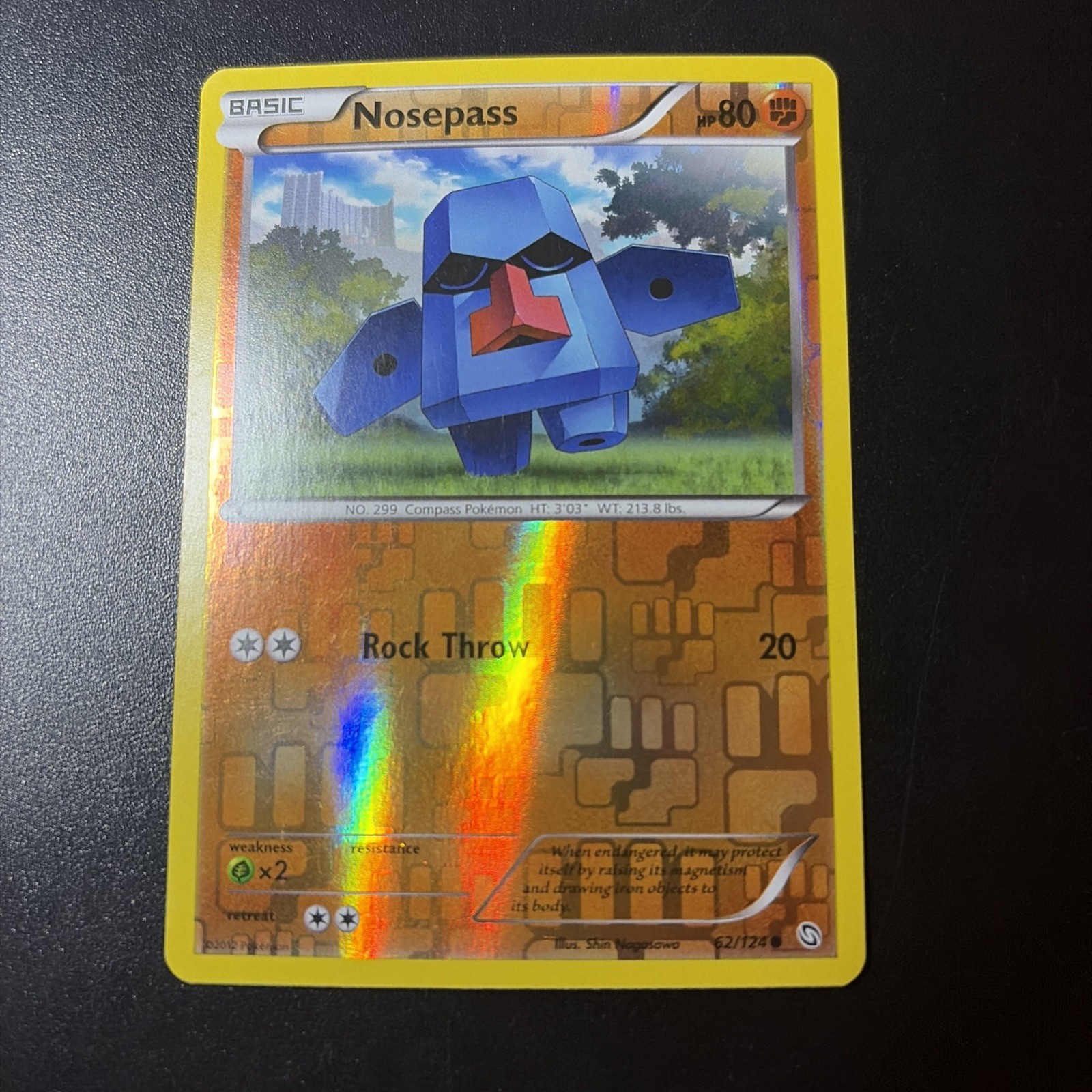 Pokemon Nosepass 62/124 Dragons Exalted Reverse Holo LP