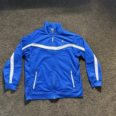 Jordan Men's L Large Full Zip Track Jacket Blue White Warmup Jumpman Windbreaker - Image 1 of 4