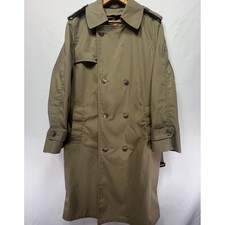 Vintage 80s Trench Coat Double Breasted Made in USA Lined Overcoat Khaki 38 Reg