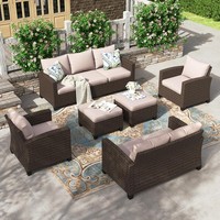 Poly Rattan Sitzgruppe 9 Personen Sitzgarnitur GartenmöBel Set Balkon Terrasse.