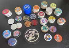 Vintage 90s POG / Milk Caps Collection!  Over 180 CAPS!  Slammers!  Mat!