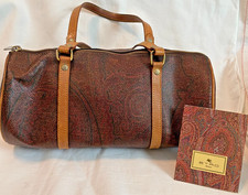 Vintage 1990 ETRO Boston Handbag Paisley Leat...