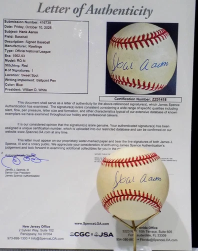 HANK AARON HOF Signed Autograph Auto NL Baseball Braves SWEET SPOT JSA 💎LOA