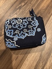 Vera Bradley Paisley Floral Travel Pill Case Navy Blue With ID Slot