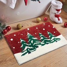 20x31 Inch Christmas Bathroom Rug Non Slip Red Tree Washable Mat 1 PCS