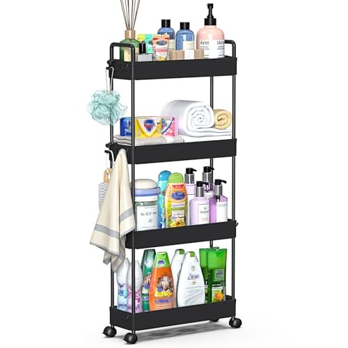 SOLEJAZZ 4-Tier Storage Trolley Cart Slide-out Slim  Assorted colors 
