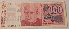 Lot Of 2 Notes Argentina 100,  10  Australes Circulated