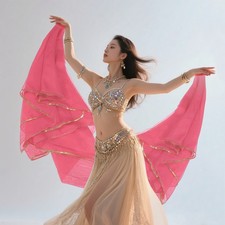 Belly Dance Scarf, 98x47 Inch Chiffon Costume Dance Shawls Veil, Rose Red