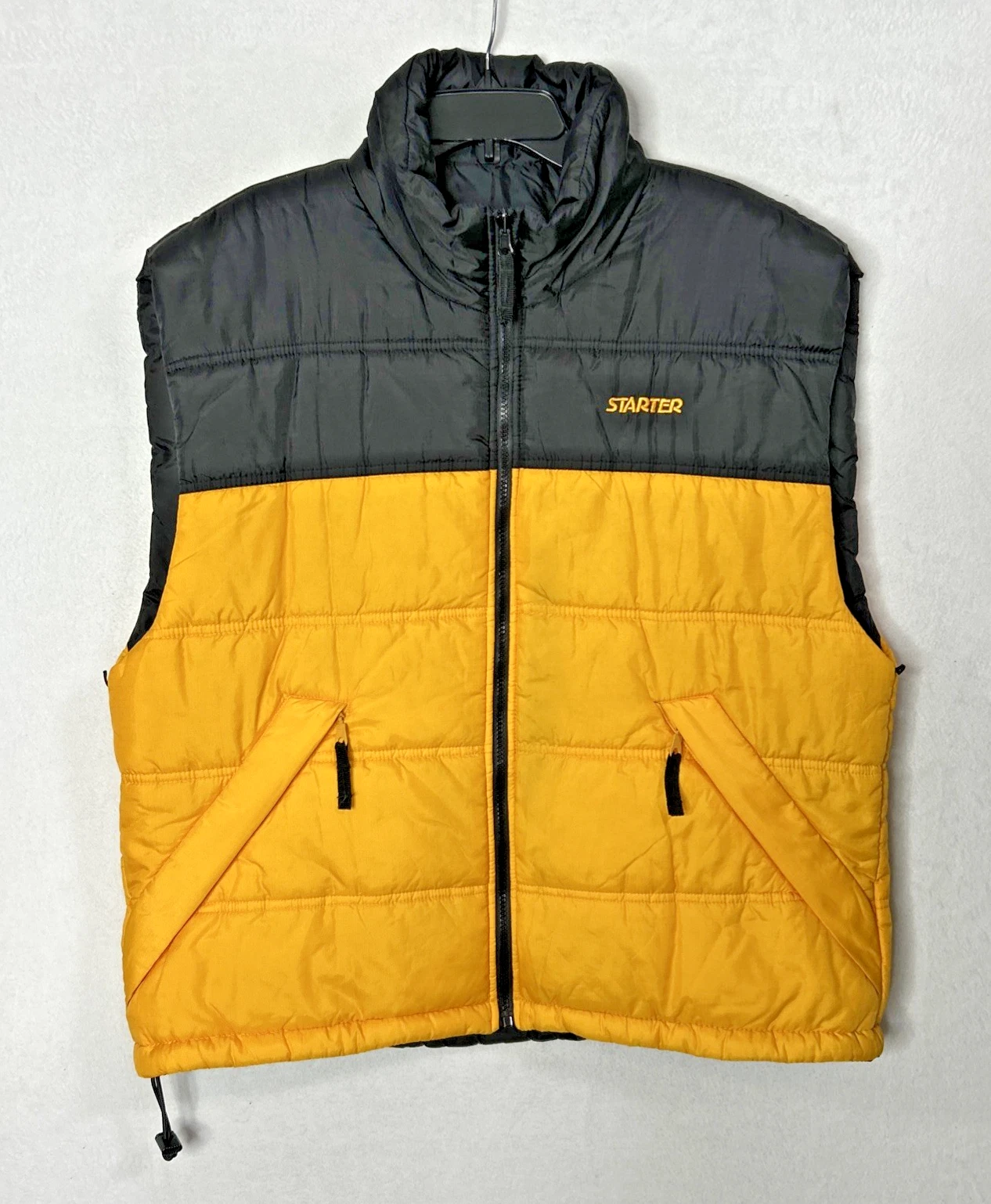 Starter puffer vest reversible 90s y2k yellow black lagenlook outdoors men XL