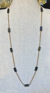 Authentic Rarities Gold-Plated Sterling Silver Barrel-Cut Labradorite Bead Necklace - NWT