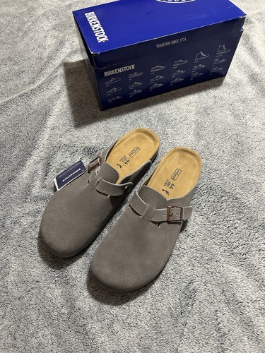 Birkenstock Boston Soft Footbed Suede Leather grey M/narrow Unisex EVA EU 44