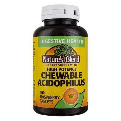 6 Pack Nature's Blend Acidophilus Chewable Tablets, Raspberry, 100 Ct