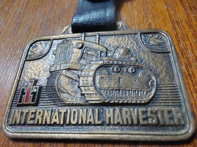 Vtg International Harvester Crawler Tractor Watch Fob Memphis TN Green Duck Co