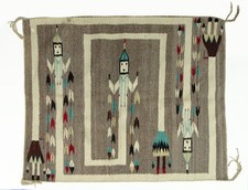 Vtg. Navajo Native American Indian Southwest Yei Rug - MG92