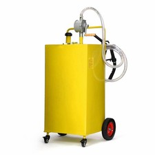 35 Gal Fuel Caddy Manual Pump Transfer Tank Spill Proof Wheels Gauge Yellow 35 Gal Fuel Caddy Manual Pump Transfer Tank Spill Proof Wheels Gauge Yellow