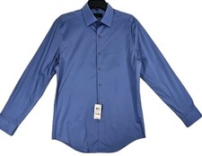 Alfani Slim Fit Dress Shirt Deep Quiet Harbor Blue M 15-15.5 34/35
