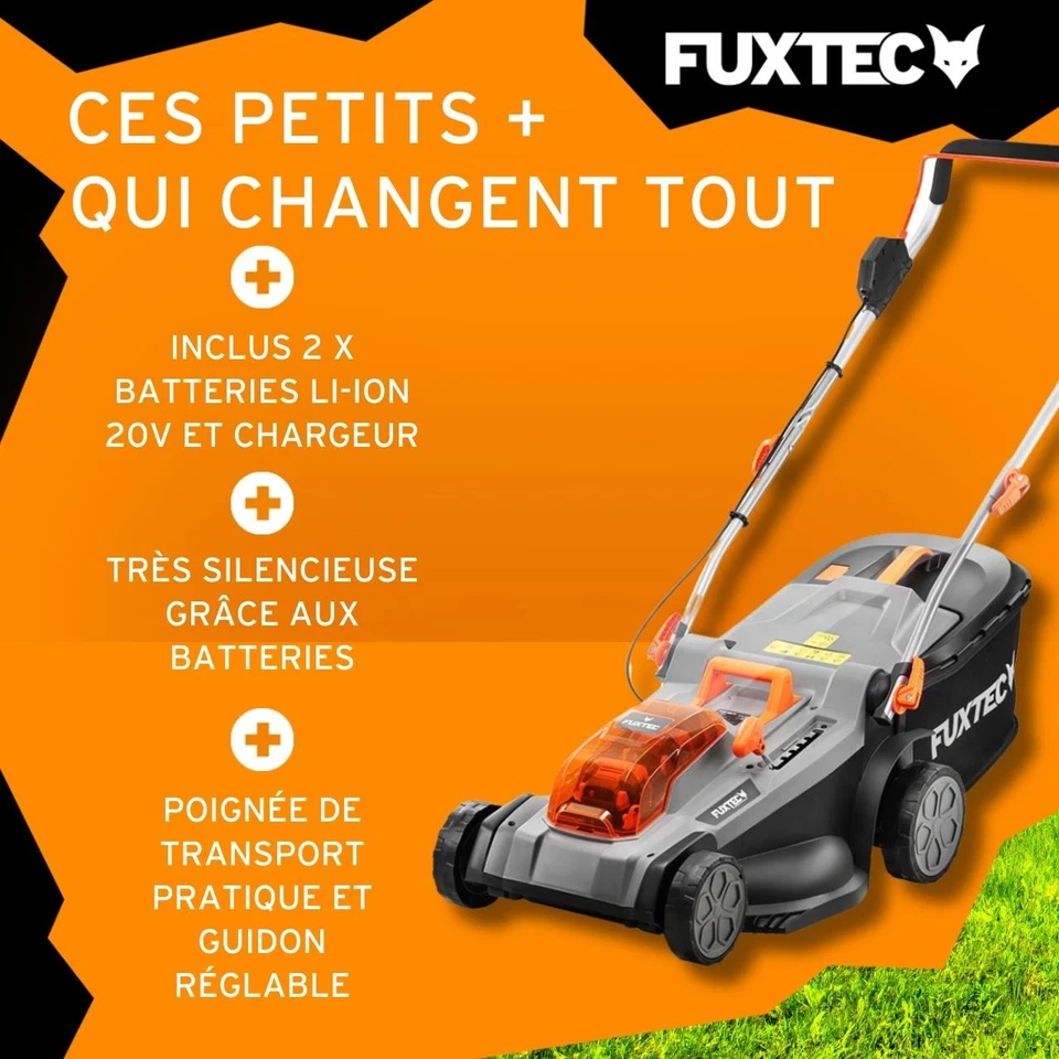 FUXTEC FX-E2RM37 tondeuse électrique sans fil largeur de coupe 37cm SET - Photo 3/4