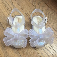 Mini Melissa Clear/White Bow Mary Jane Jelly Sandal Kids US 6