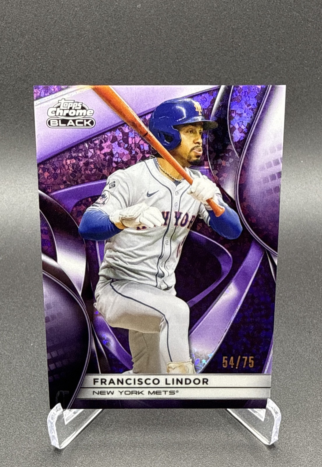 2025 Topps Chrome Black - Francisco Lindor #22 Purple Refractor /75