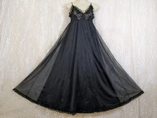 Vintage Tosca Chiffon Ruffle Lace Lg Full Sweep Lingerie Slip Dress Nightgown M