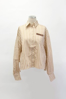 NWT$2350 Brunello Cucinelli Women Stripe Button-Down W/Monili Bead Accent M W242