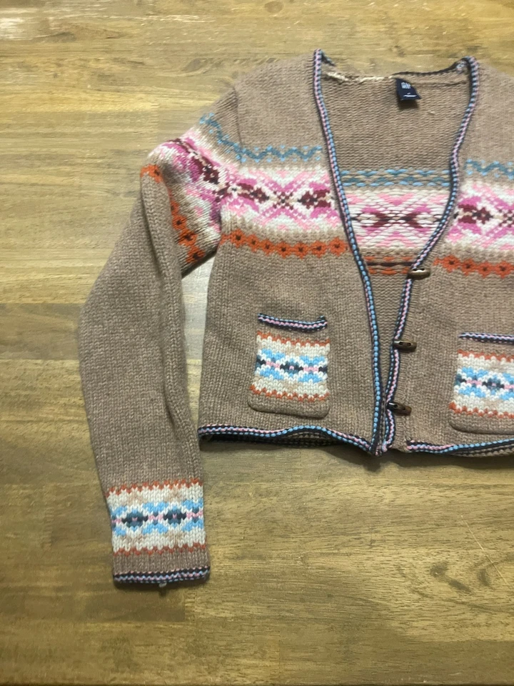 GAP女式小号棕色蓝色粉色紫色红色纽扣开衫羊毛 — 第 3/4 张图片