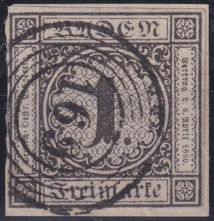 Altdeutschland Baden 1853 1 Kreuzer Mi.Nr. 5 Nummernstempel "169" Werbach