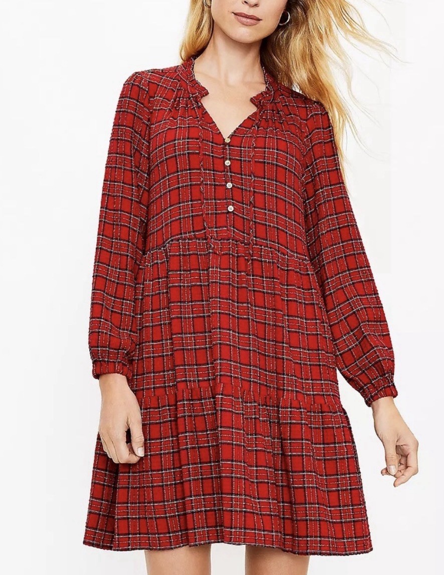 loft red plaid dress NWT Ann Taylor Loft Flannel Shirt Dress Sz S