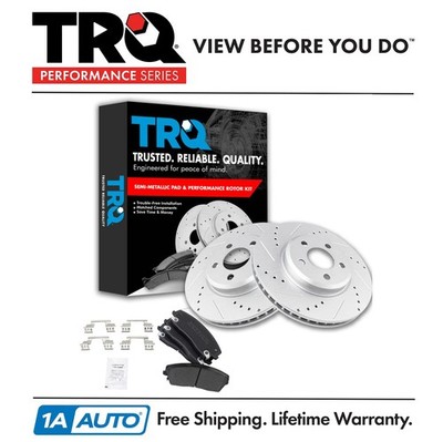 TRQ Front Performance Drilled & Slotted Brake Rotor & Posi Metallic Pad Set
