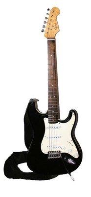 Squier by Fender Strat E-Gitarre schwarz/weiß inkl. Gurt