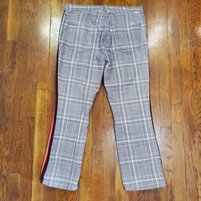 Mother The Insider Ankle Jeans Womens 32 Pink Plaid Side Stripe Crop Denim