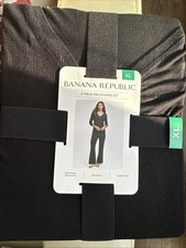Banana Republic Women's 2-Pieces Long Sleeve Rib Lounge Set, Black, Size XXL