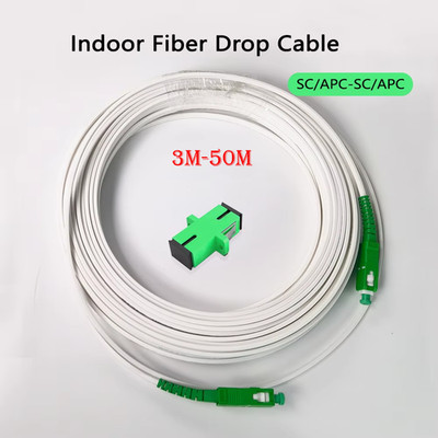 3M-50M Indoor Fiber Drop Cable Optical Patch Cord FTTH SC/APC To SC/APC SM Cable