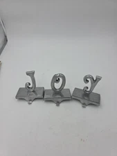 Lot 3 Metal Silver JOY Christmas STOCKING HANGER Mantel Holder Hook Letter J O Y