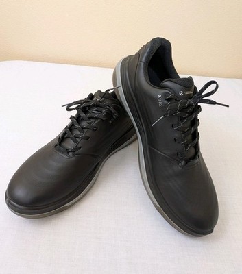 ECCO LT1 Waterproof Black Grey Golf Shoe Leather Sneaker EU 46 Size 12-12.5 US 