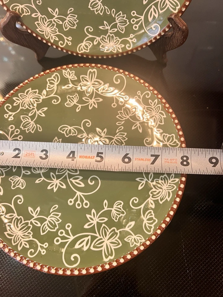 TEMPTATIONS By TARA Green Floral Lace White 8" Salad Plates- Set of 4 - Image 4 of 4