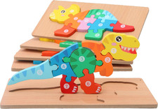 Toddler Puzzles for Kids Ages 3-5 Dinosaur Puzzle 5-Pack, Montessori Toys for 3