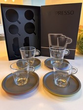 Nespresso View Collection Glass Lungo And Espresso Cups Coloured Saucer Set