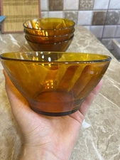 Duralex France honey amber desert bowls set of 4.