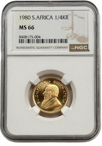 1980 South Africa Gold 1/4 oz Krugerrand Coin NGC MS 66
