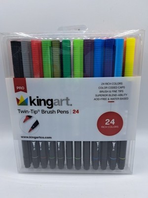 Kingart Pro Twin-tip Brush Pens 24 Count Rich Colors 