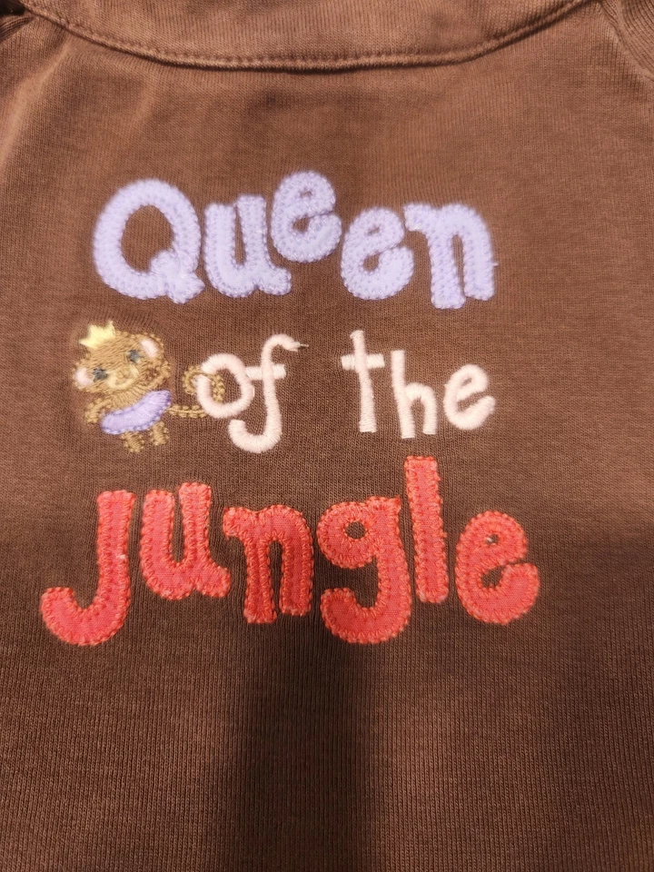 Camiseta GYMBOREE Glamour Safari Reina de la Selva Mono Marrón 12-18 Usada en Excelente Condición Foto 2 de 4