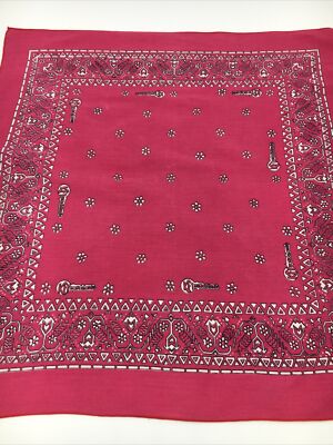 crest clothingバンダナ Vintage Key Work Clothes Red Bandana 100% Cotton 19.5x18.5