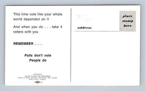 Charles S. Rhyne,John Warner,Dewey Arnold Political Postcard Unposted - Picture 2 of 2